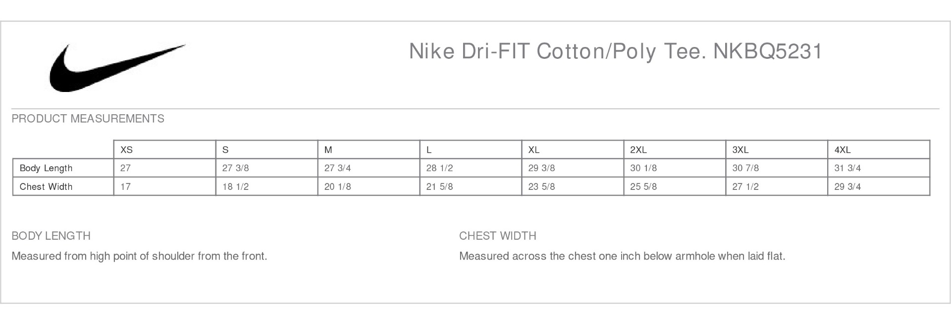 Sizing Chart