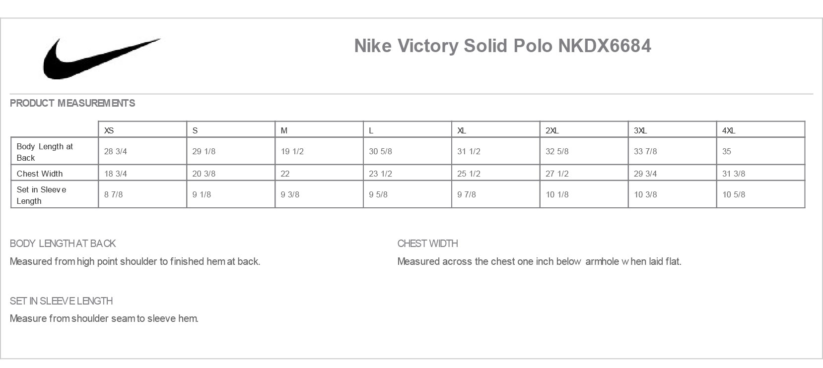 Sizing Chart