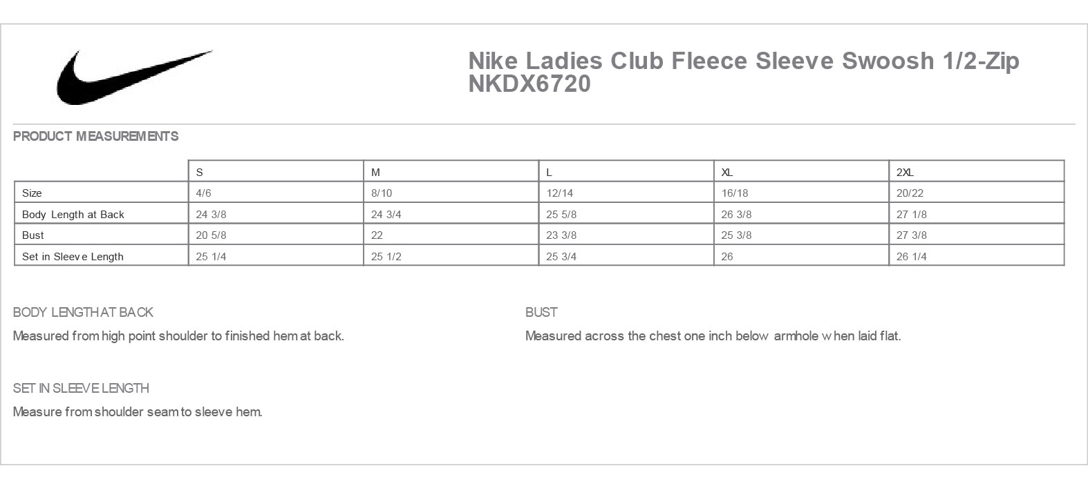 Sizing Chart