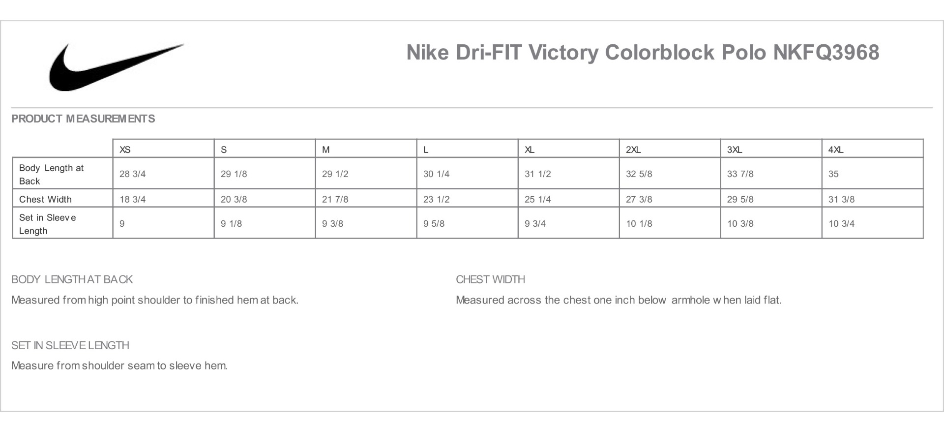 Sizing Chart