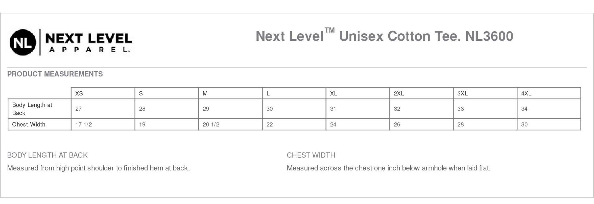 Sizing Chart
