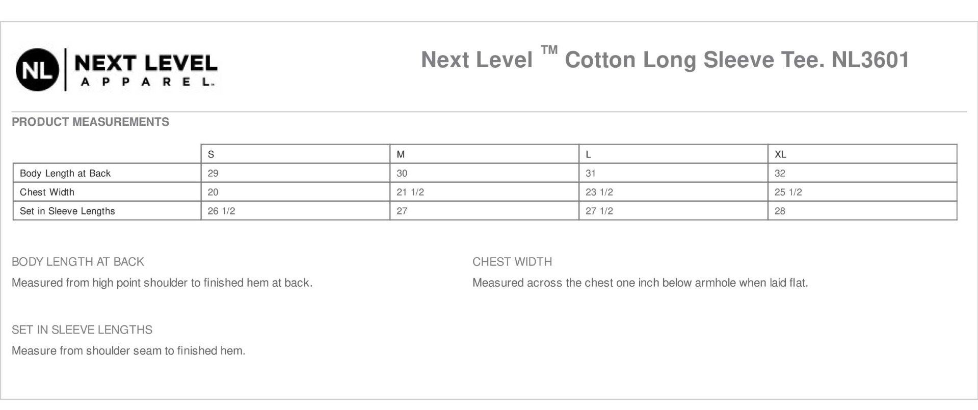 Sizing Chart