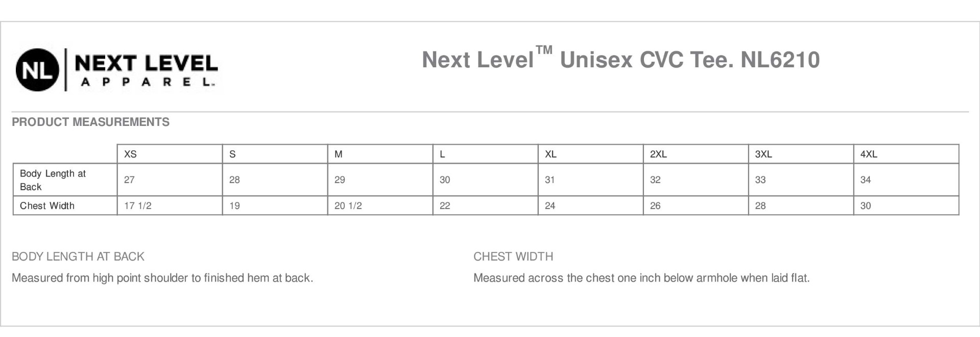 Sizing Chart