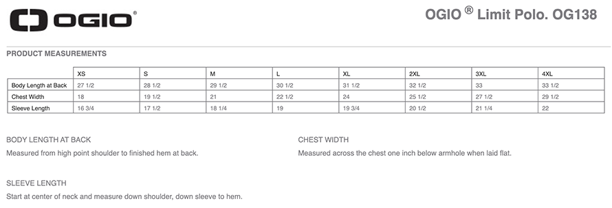 Sizing Chart