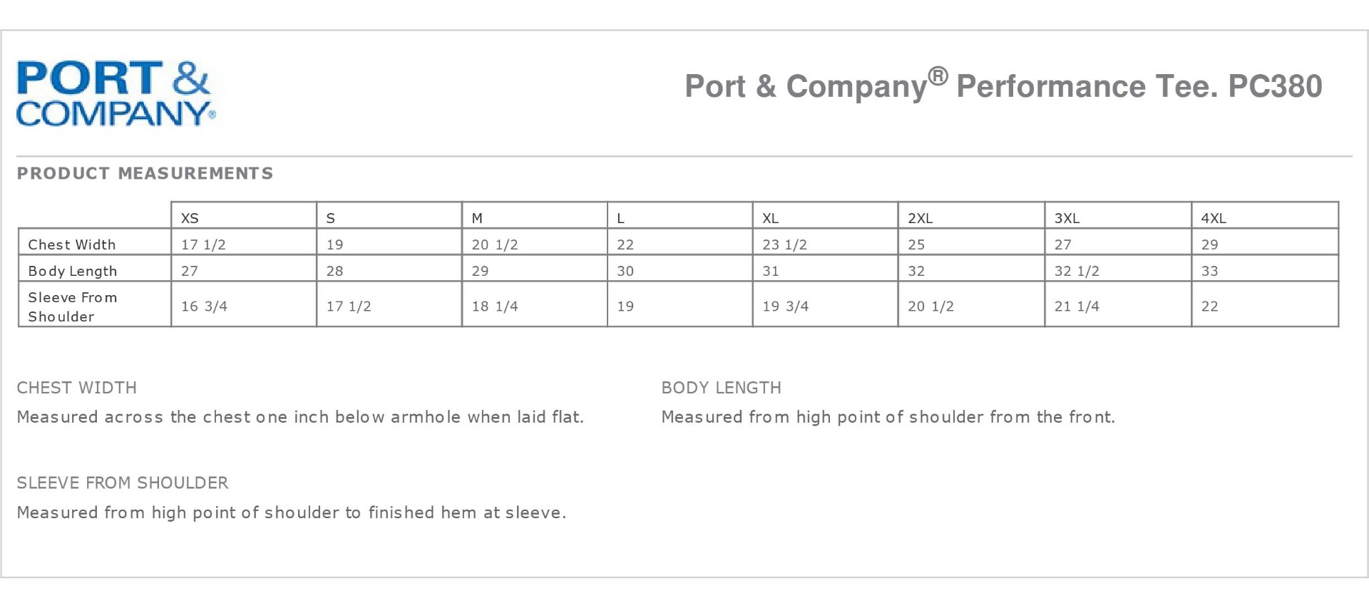 Sizing Chart