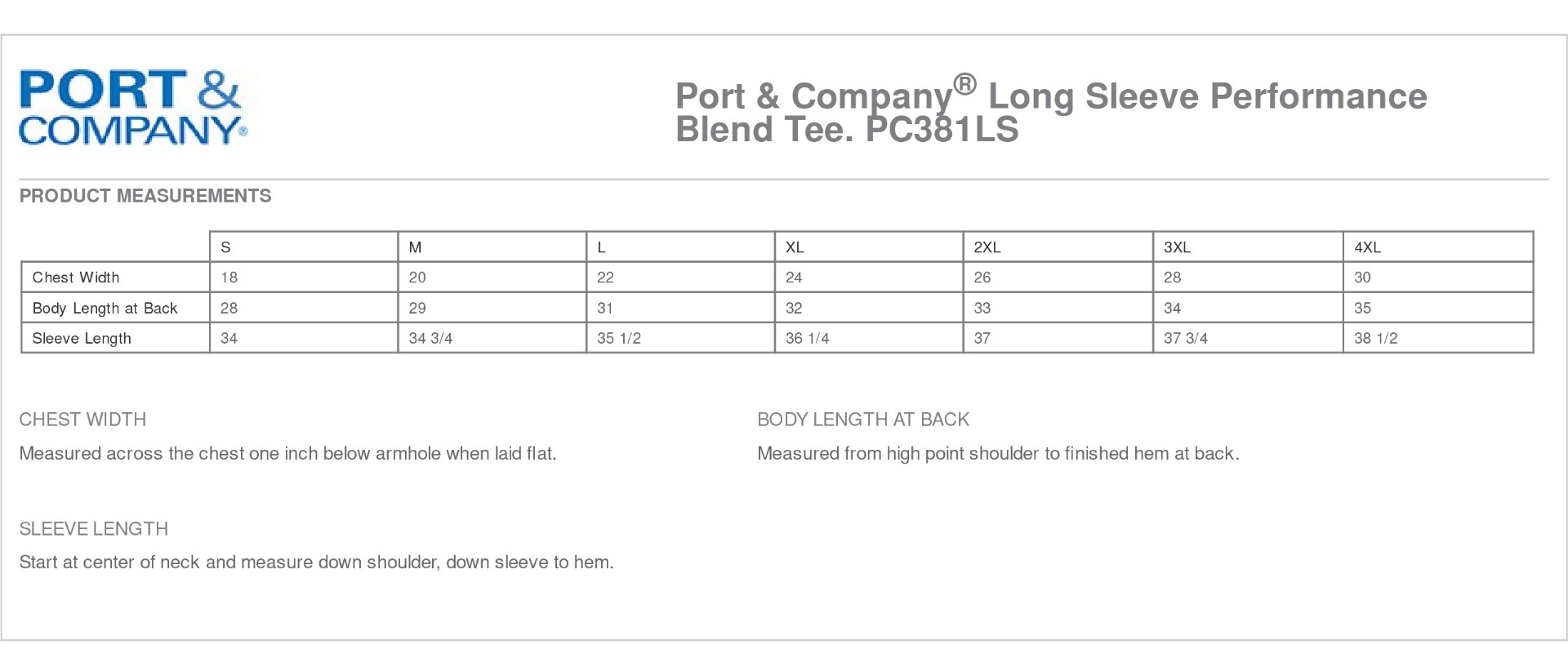 Sizing Chart
