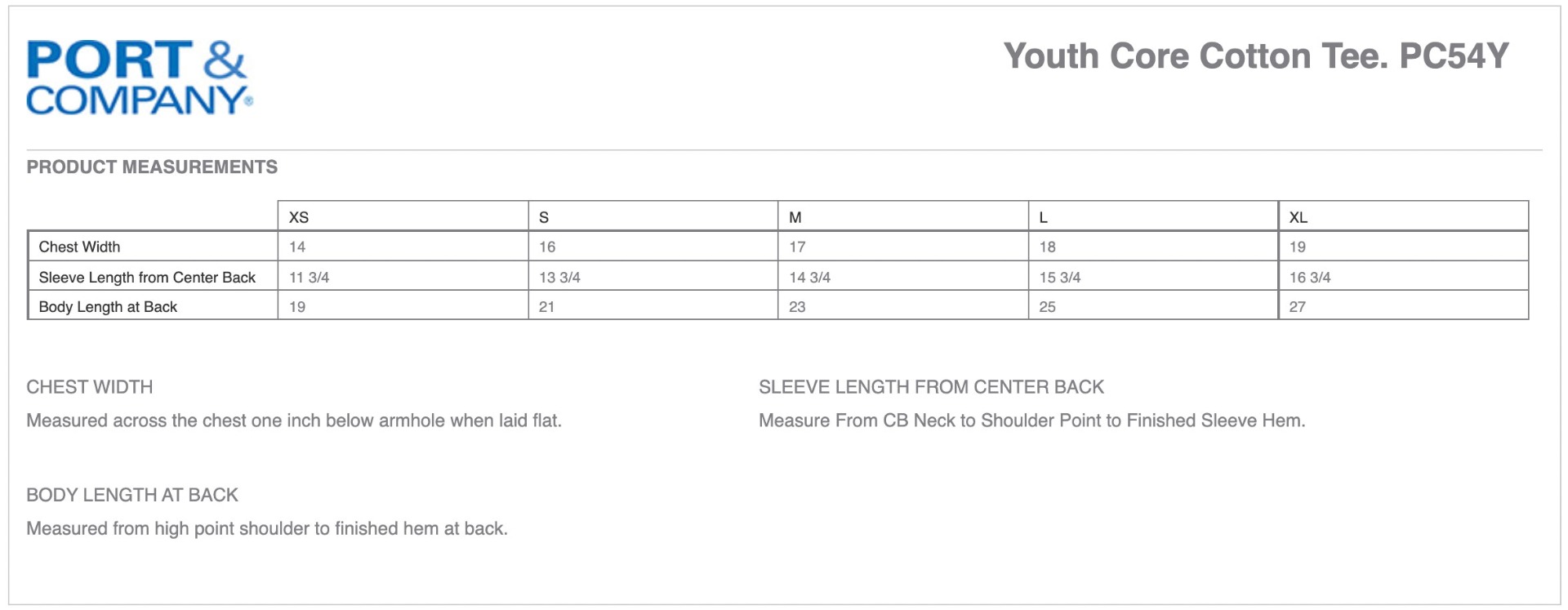 Sizing Chart