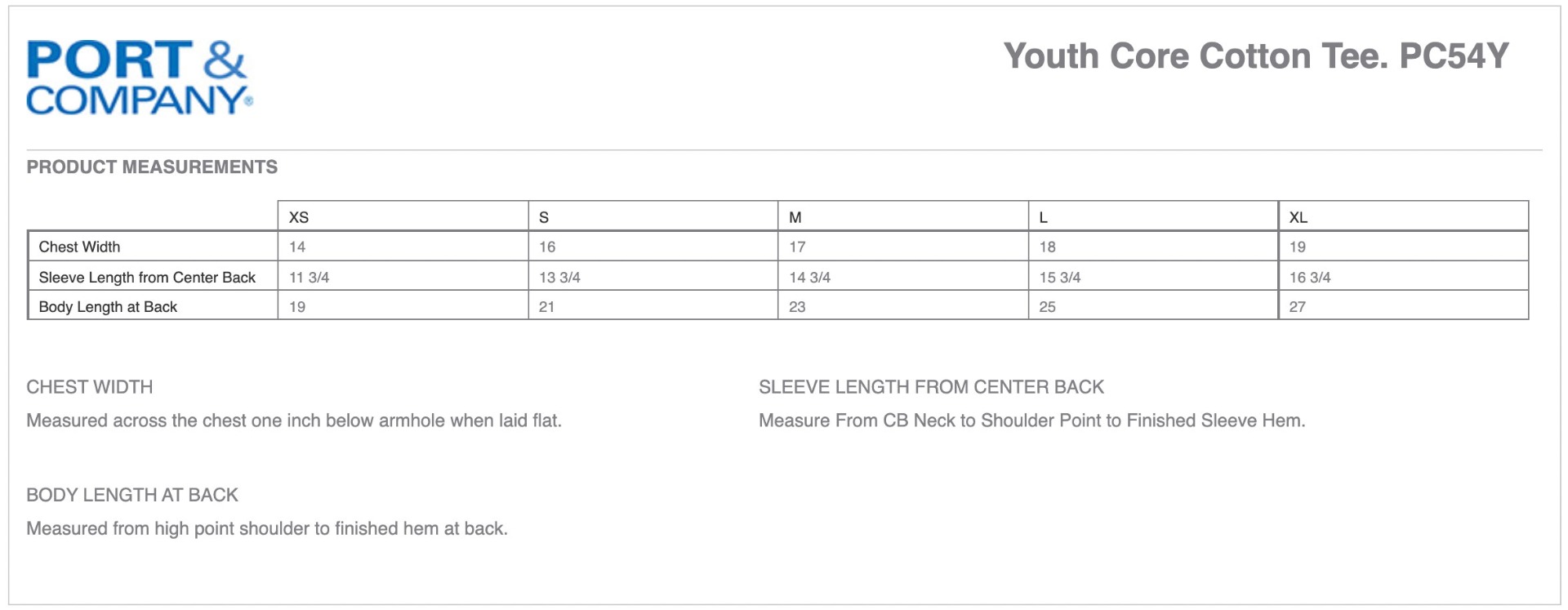 Sizing Chart