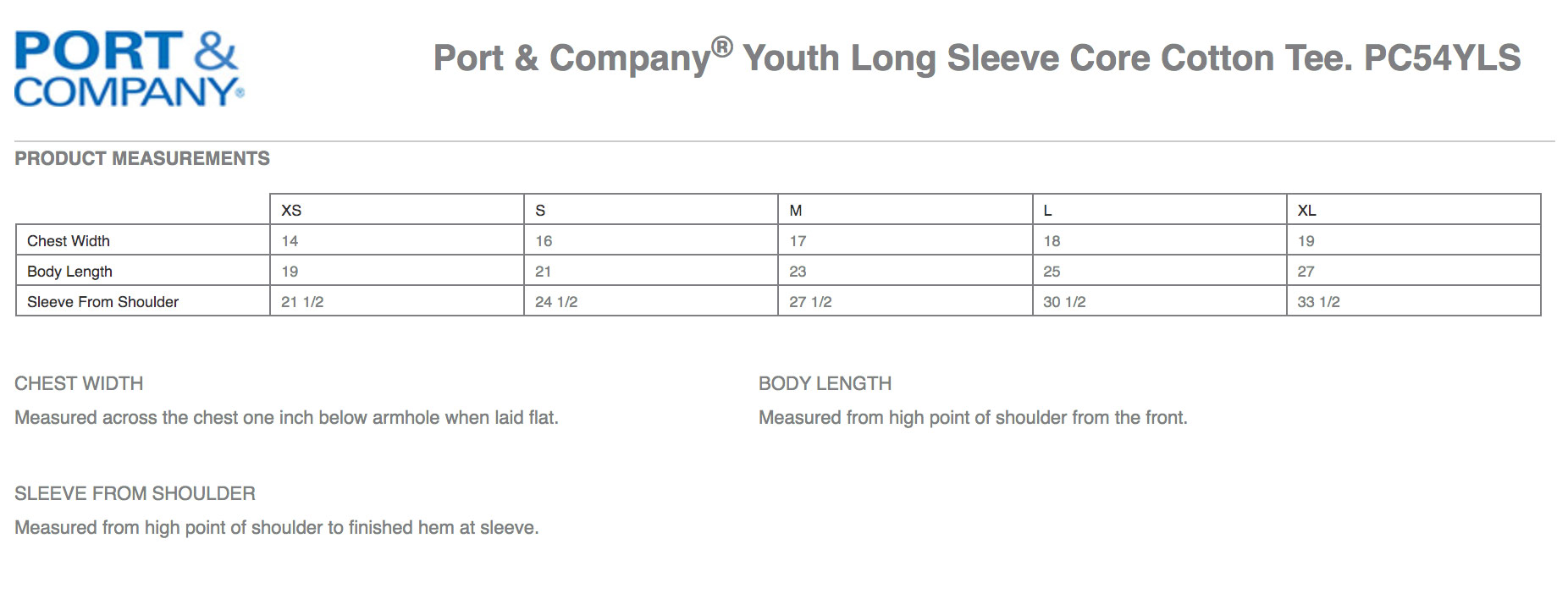 Sizing Chart