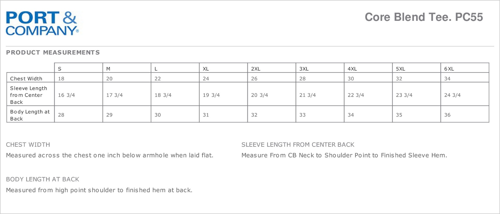 Sizing Chart