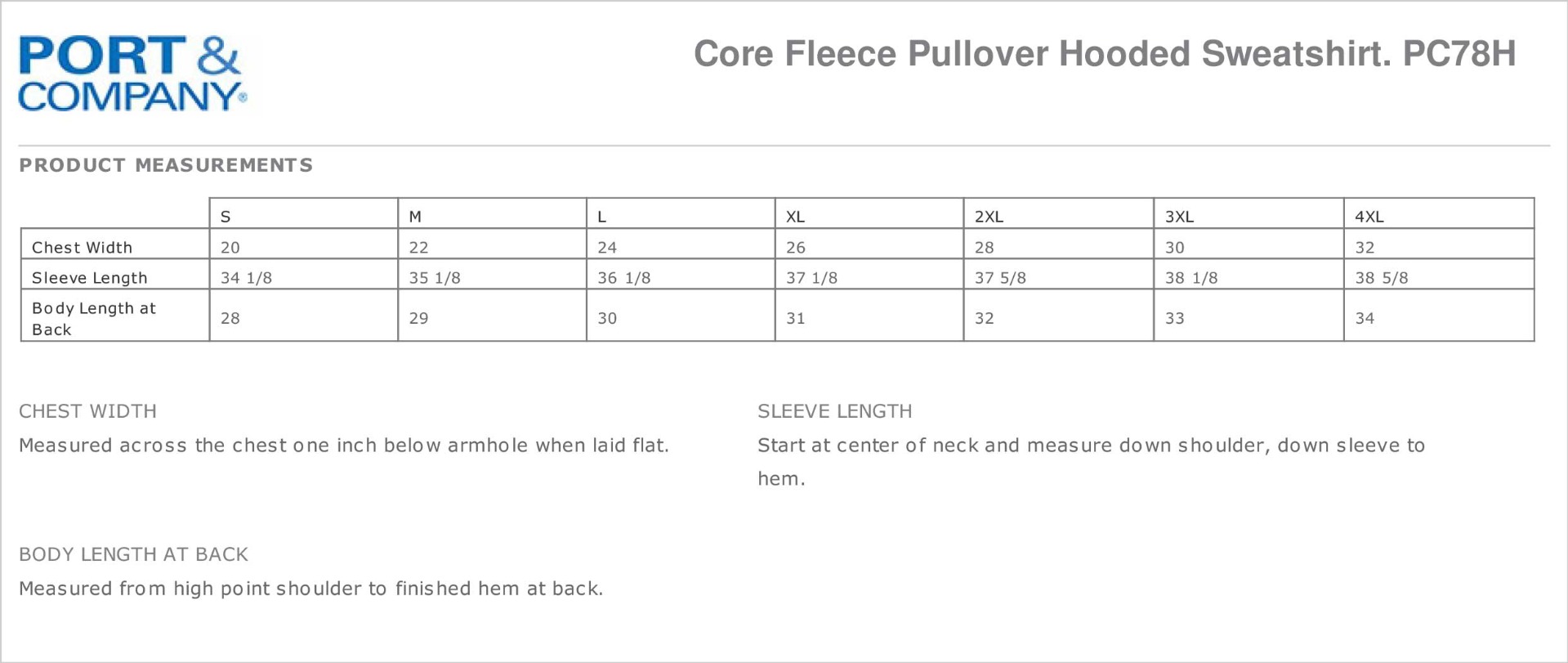 Sizing Chart