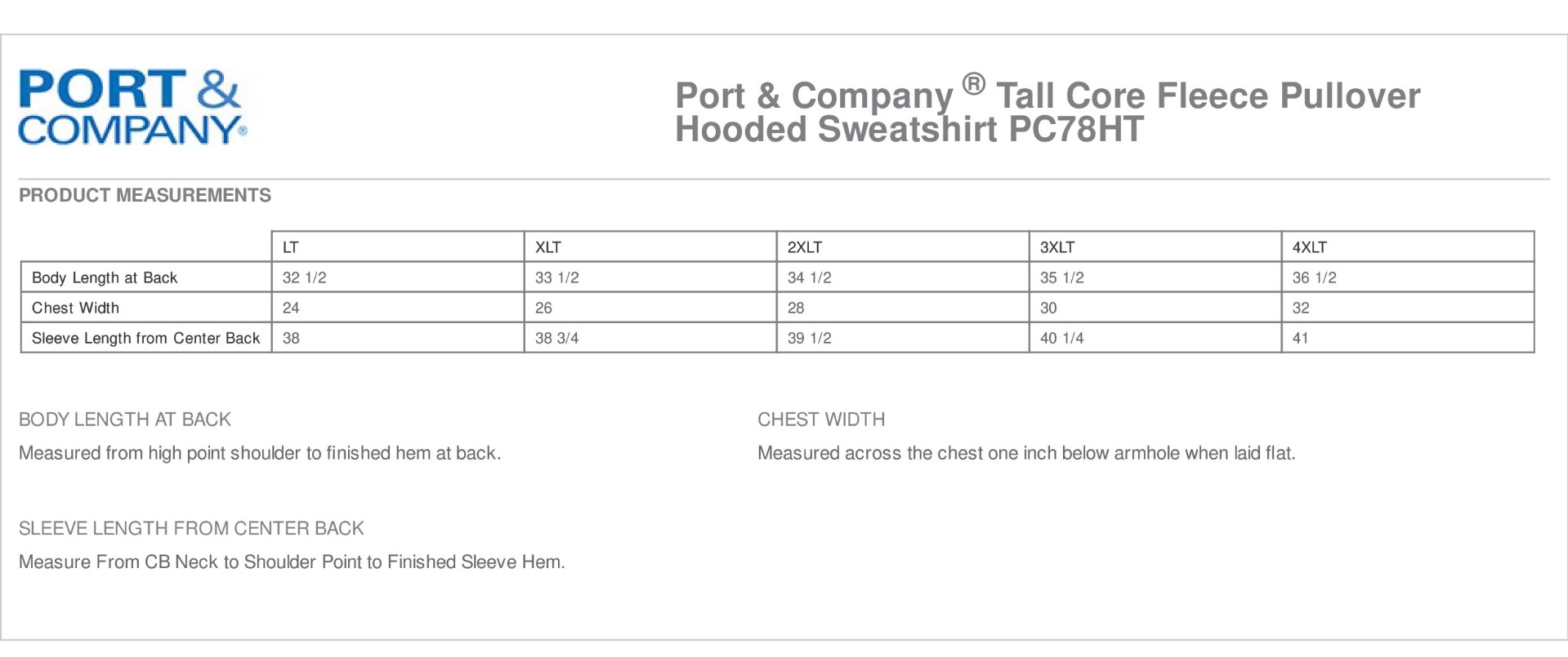 Sizing Chart