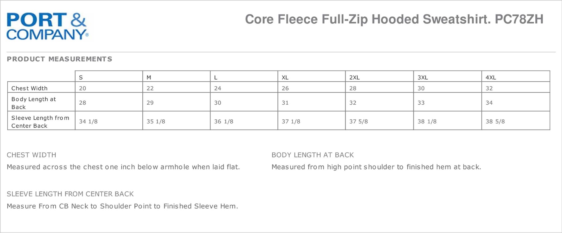 Sizing Chart