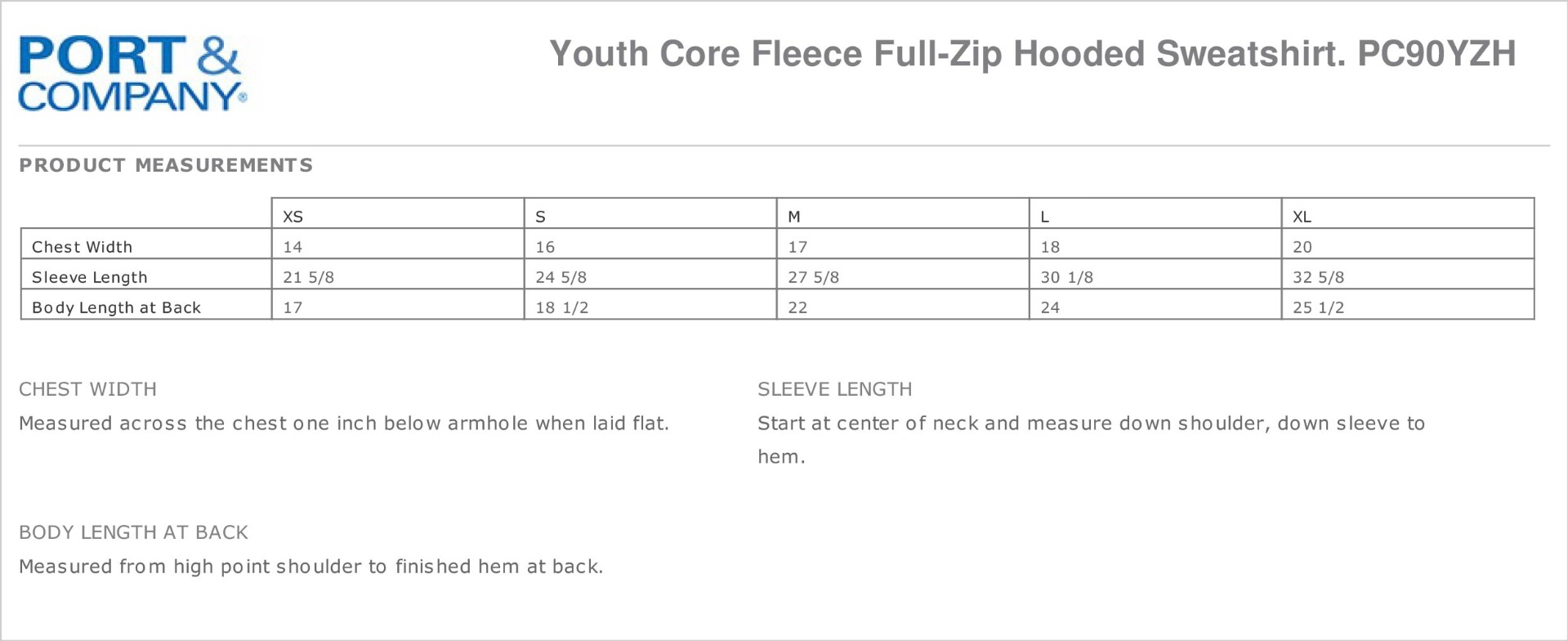 Sizing Chart