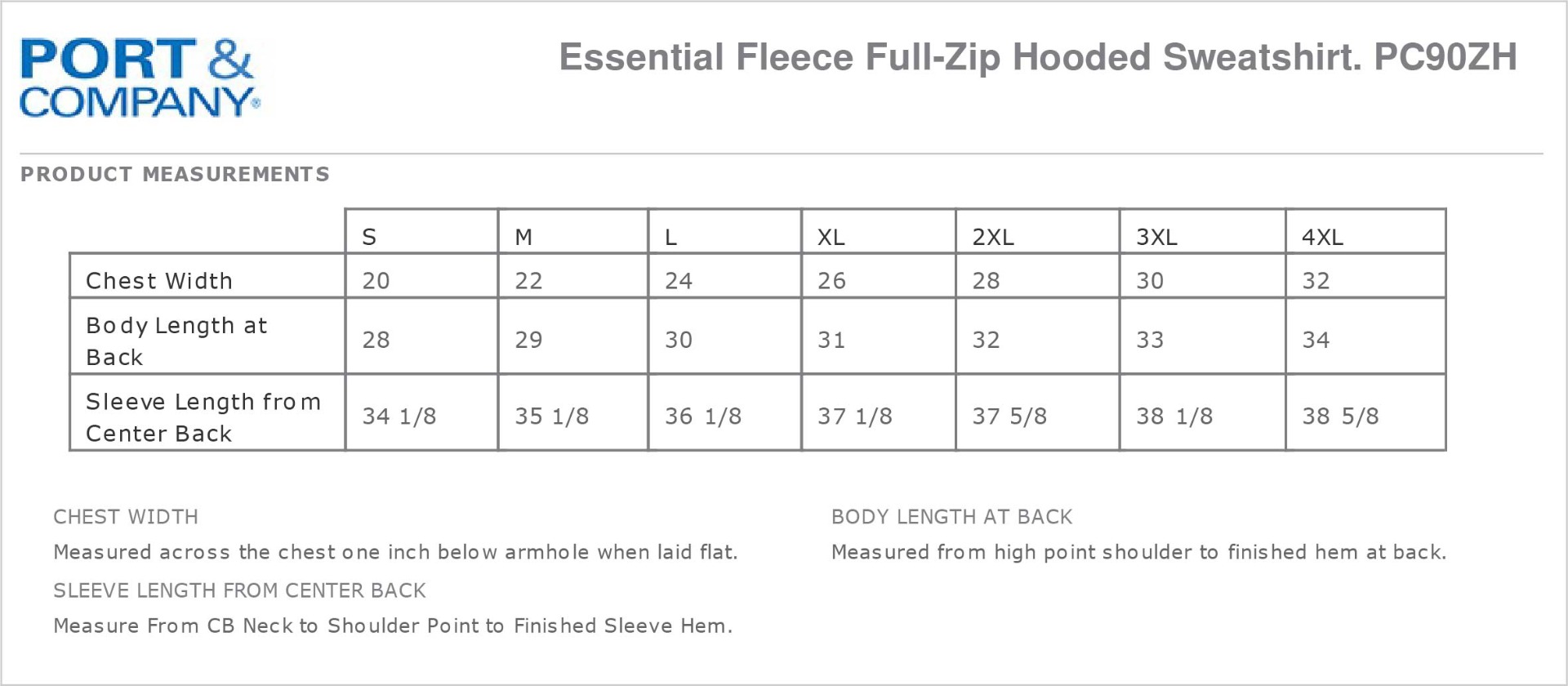 Sizing Chart