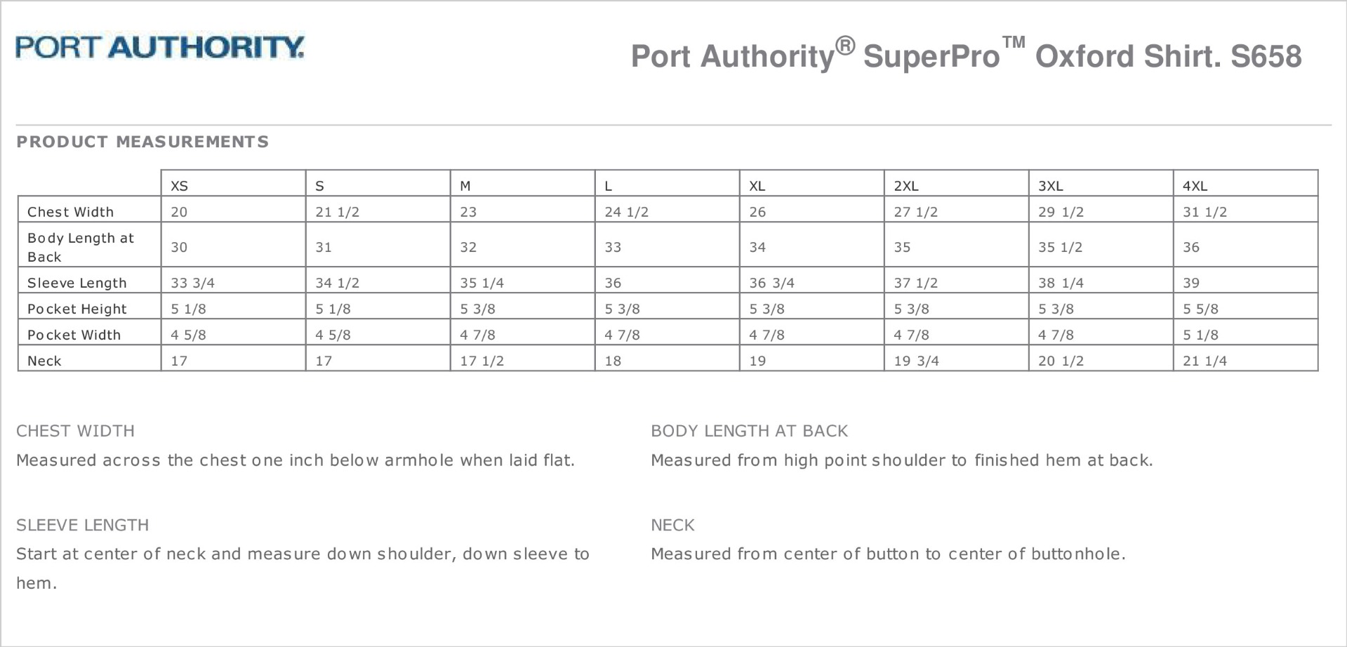 Sizing Chart