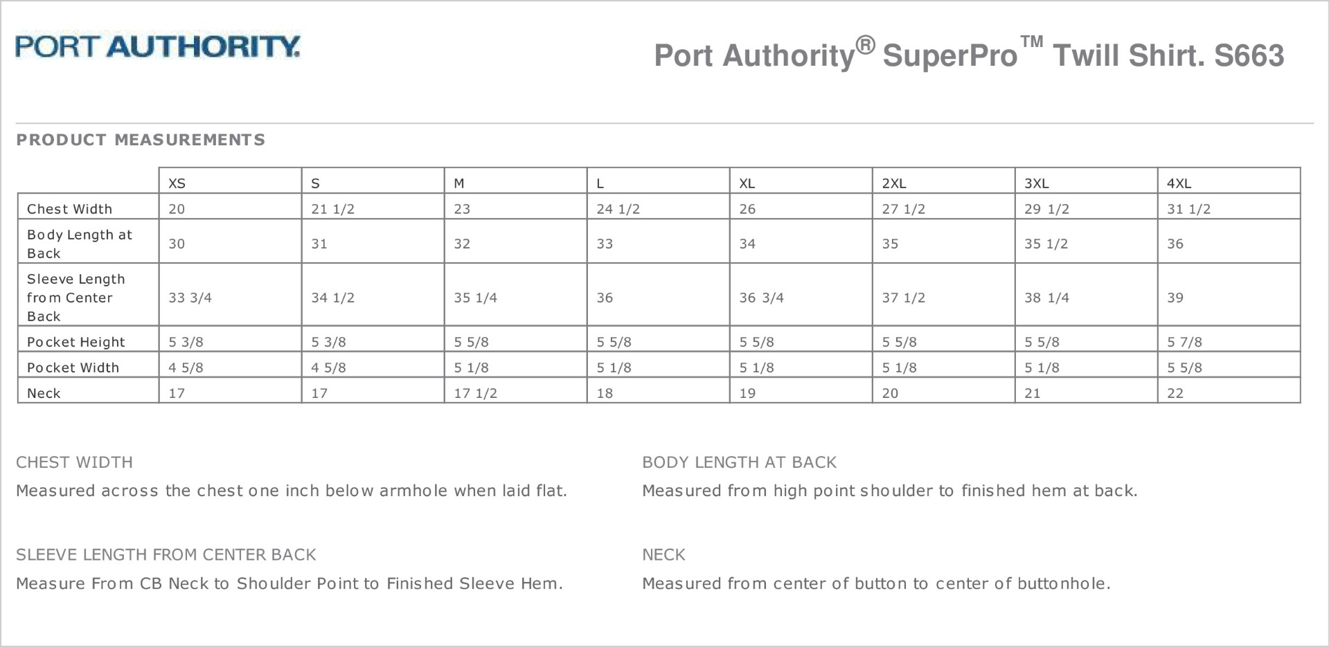 Sizing Chart