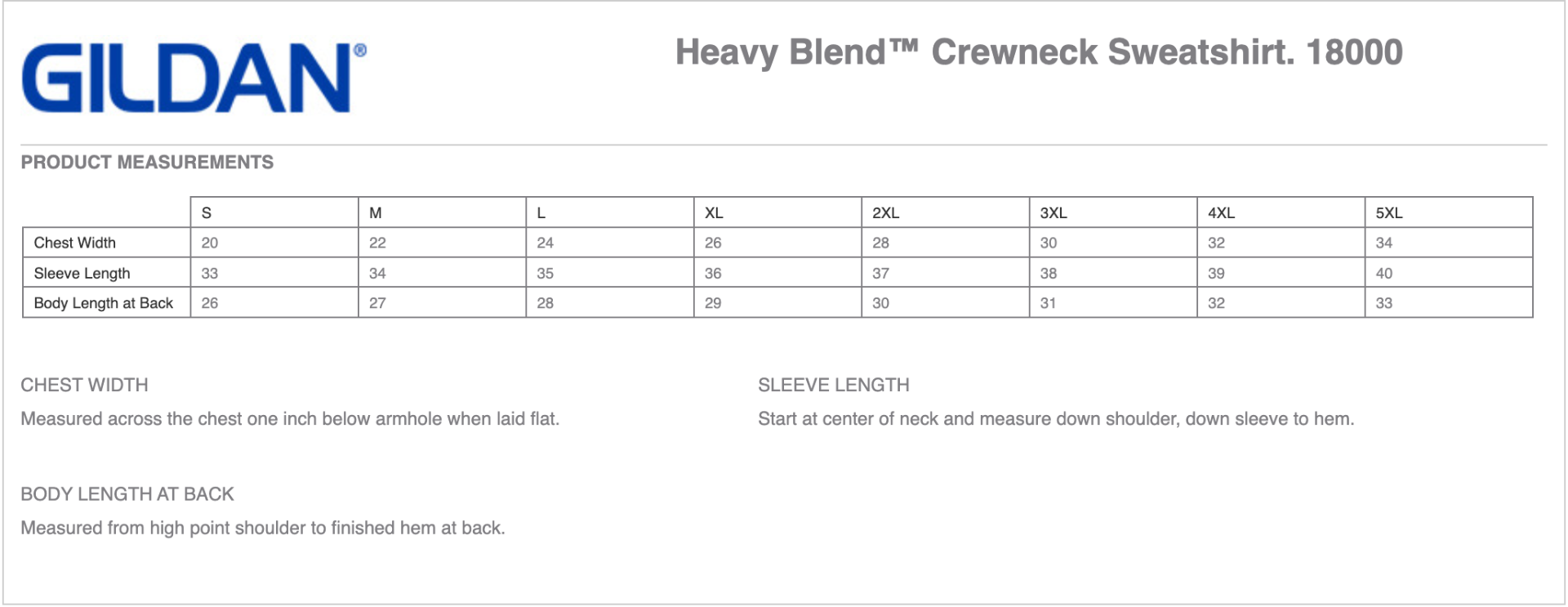 Sizing Chart