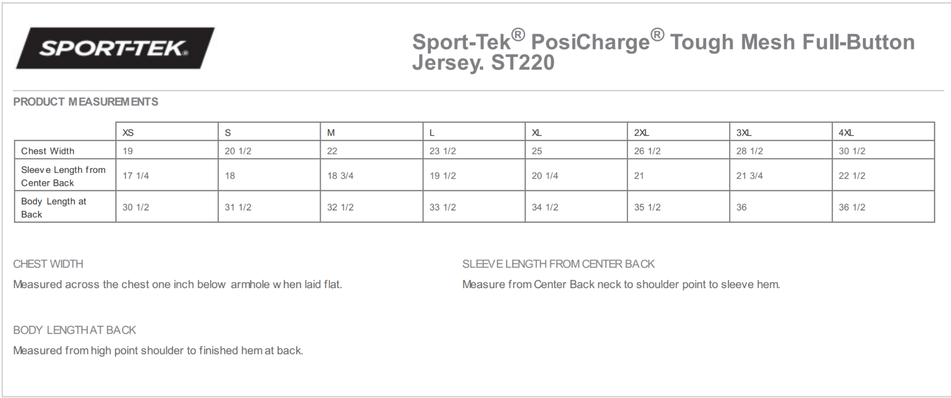 Sizing Chart