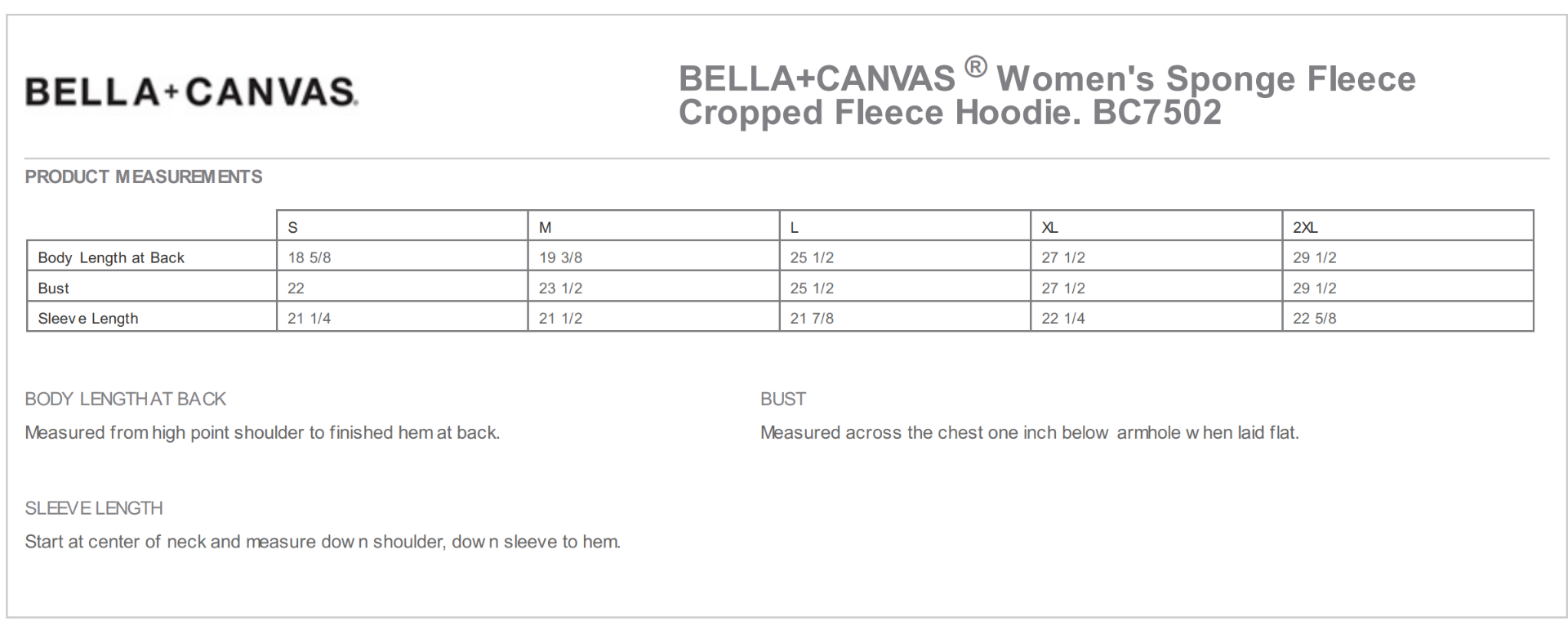 Sizing Chart