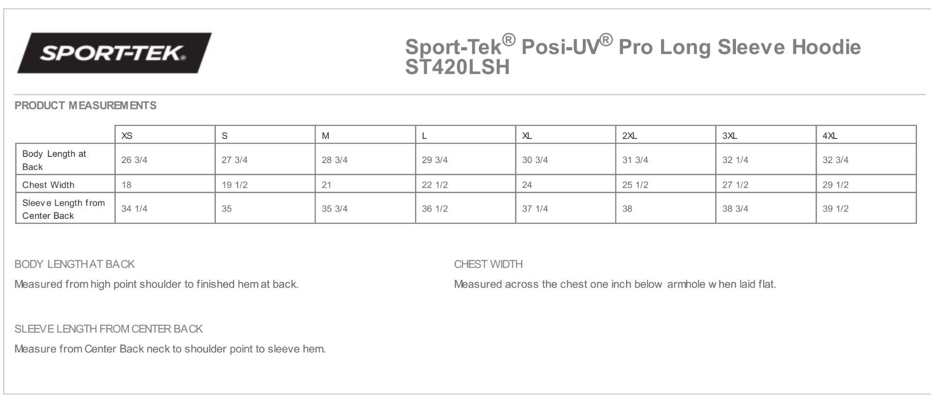 Sizing Chart