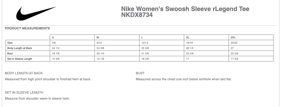 Sizing Chart