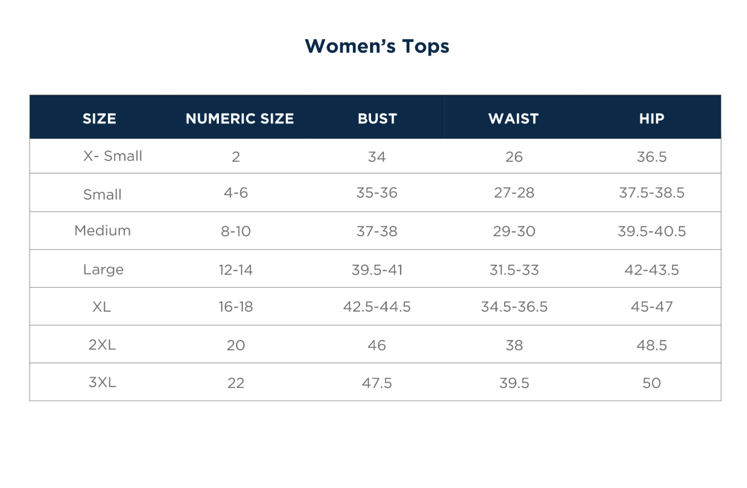 Sizing Chart