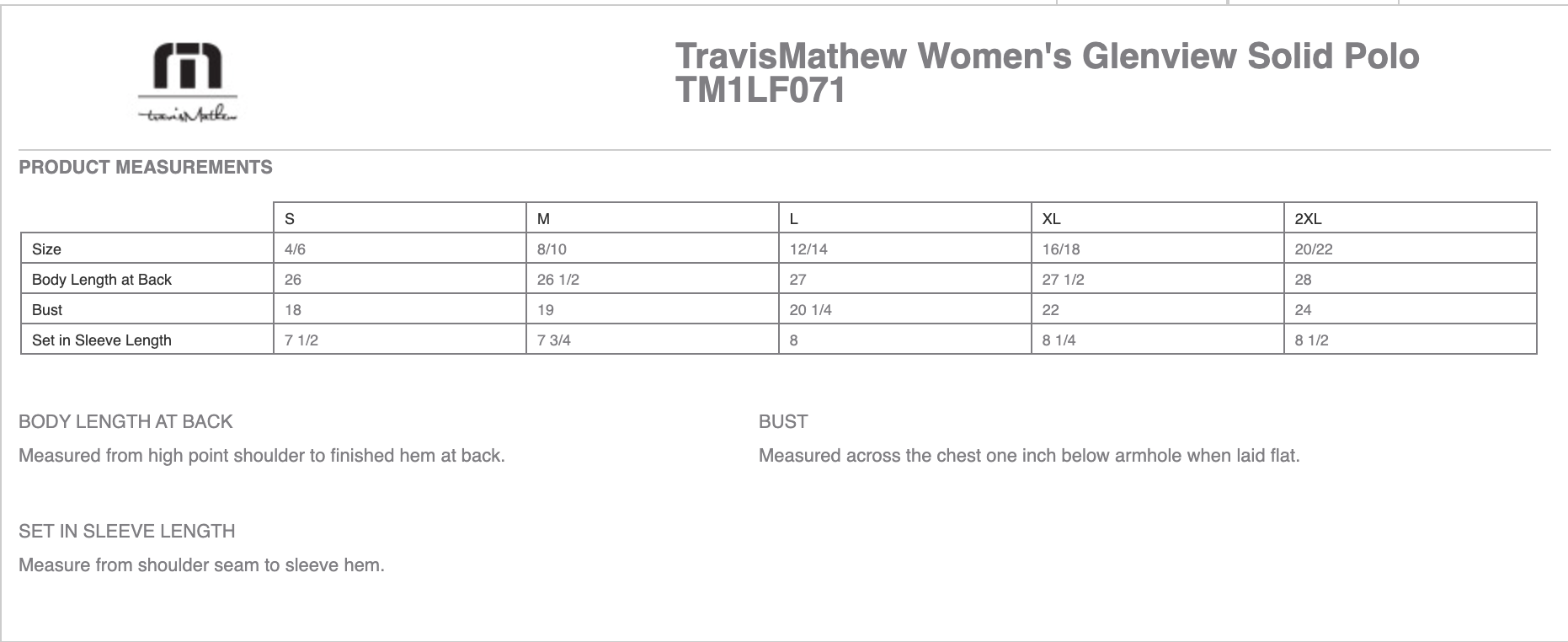 Sizing Chart