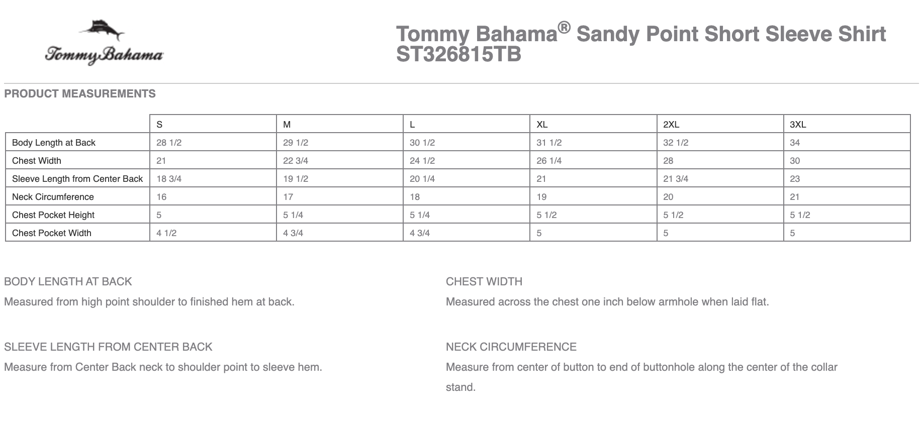 Sizing Chart