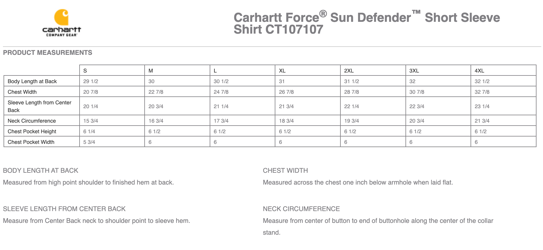 Sizing Chart