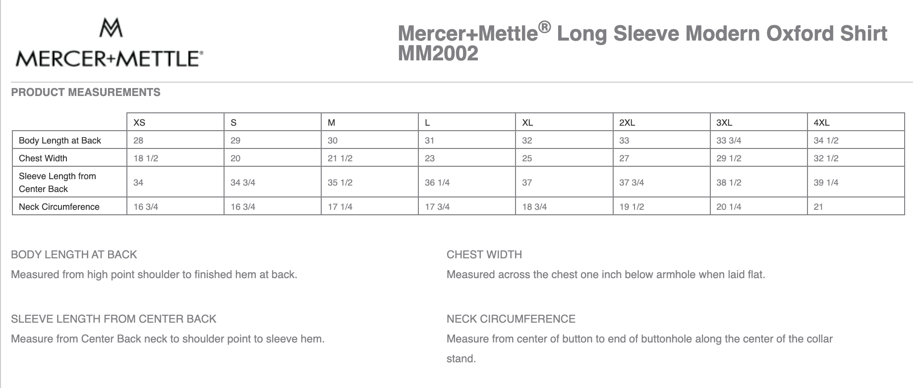 Sizing Chart