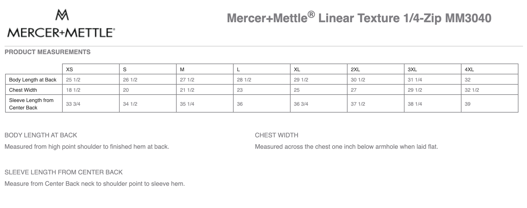 Sizing Chart