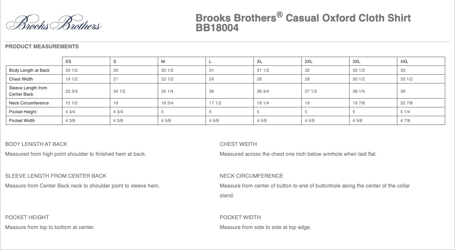 Sizing Chart