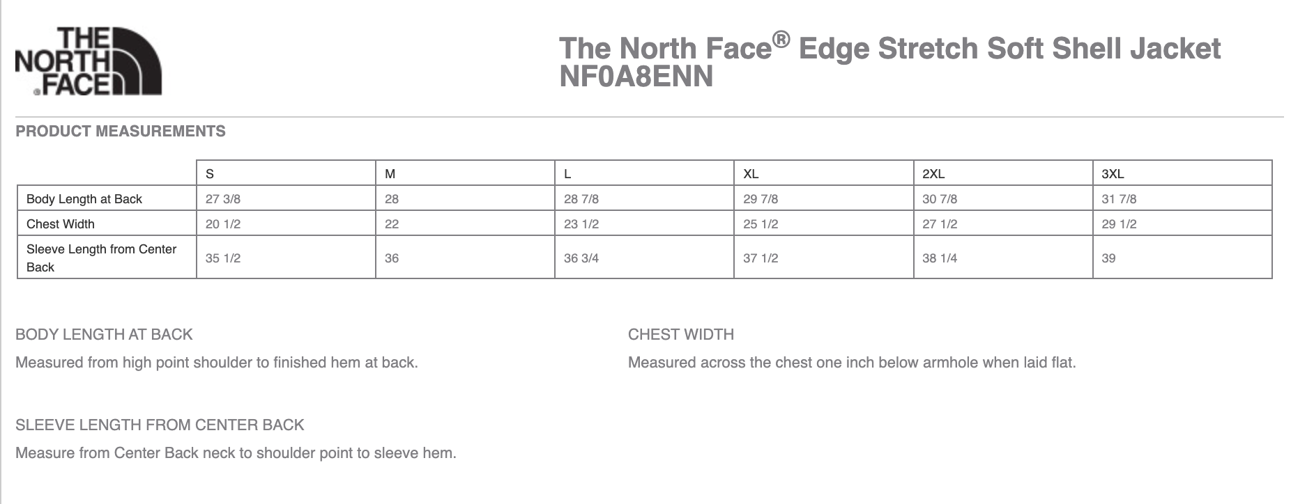 Sizing Chart