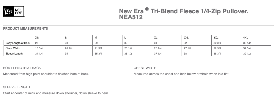 Sizing Chart