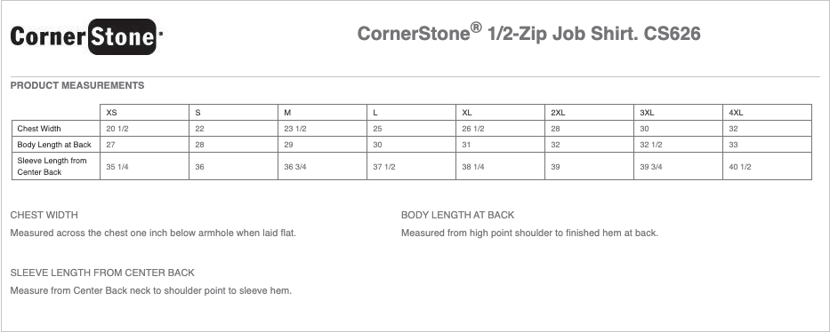 Sizing Chart