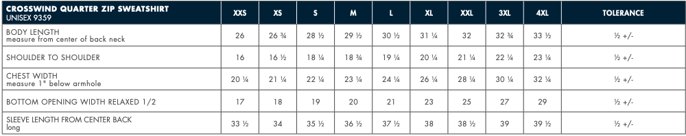 Sizing Chart