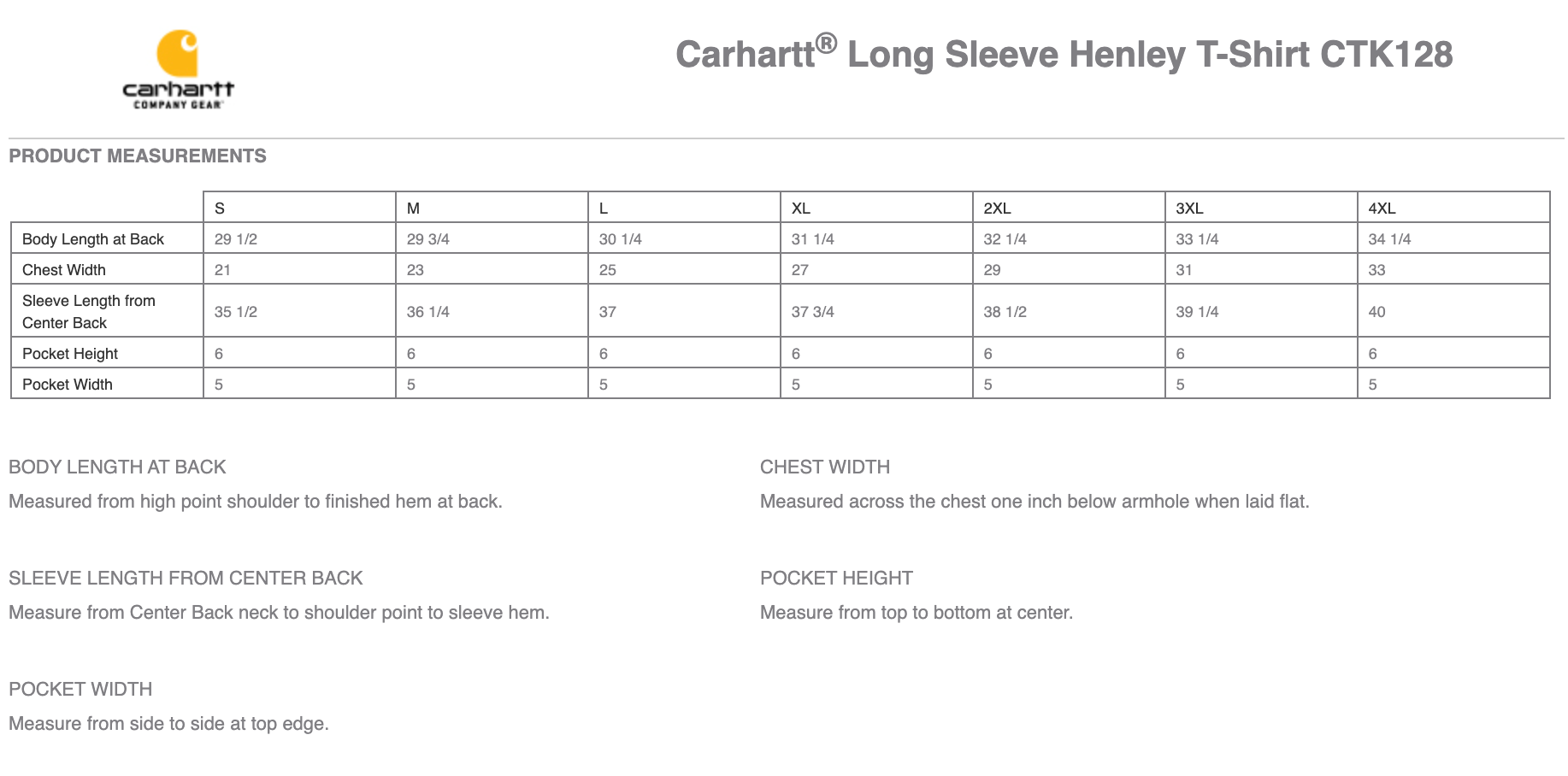Sizing Chart