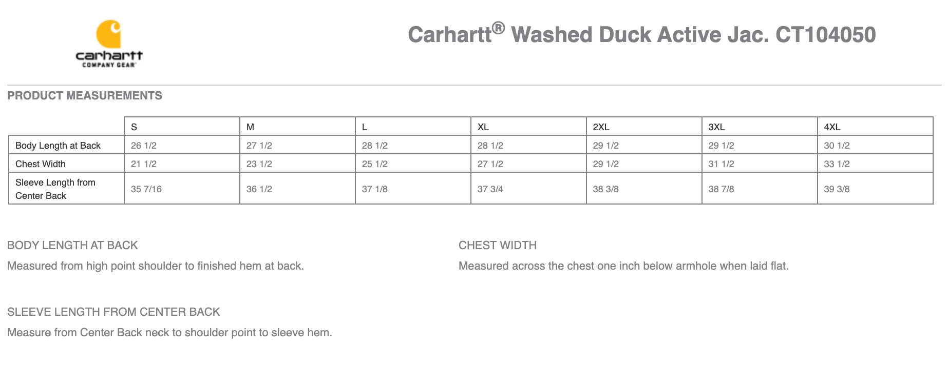 Sizing Chart