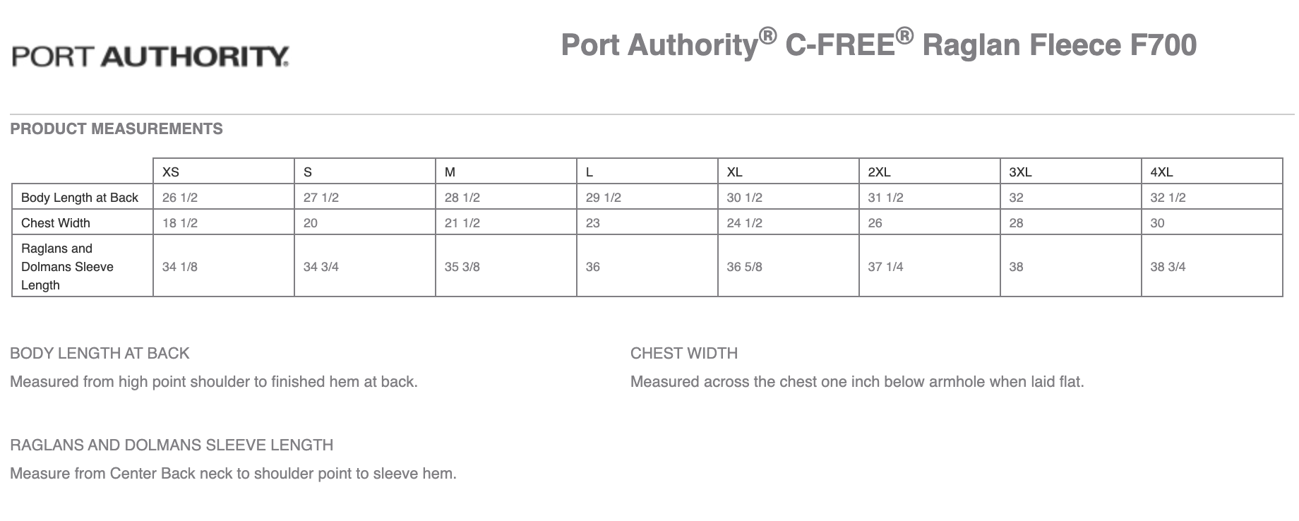 Sizing Chart