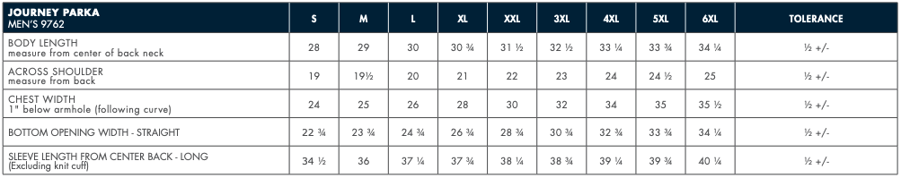 Sizing Chart