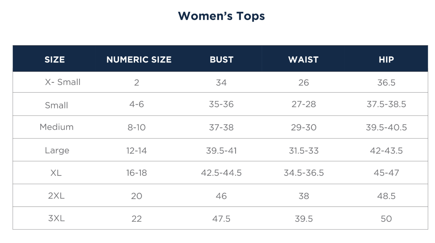 Sizing Chart