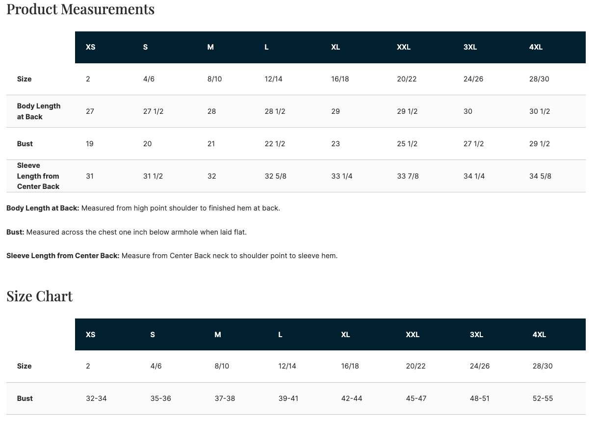 Sizing Chart