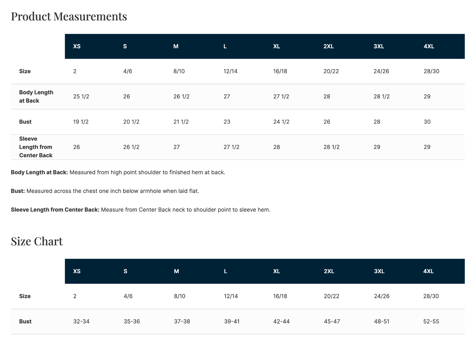 Sizing Chart