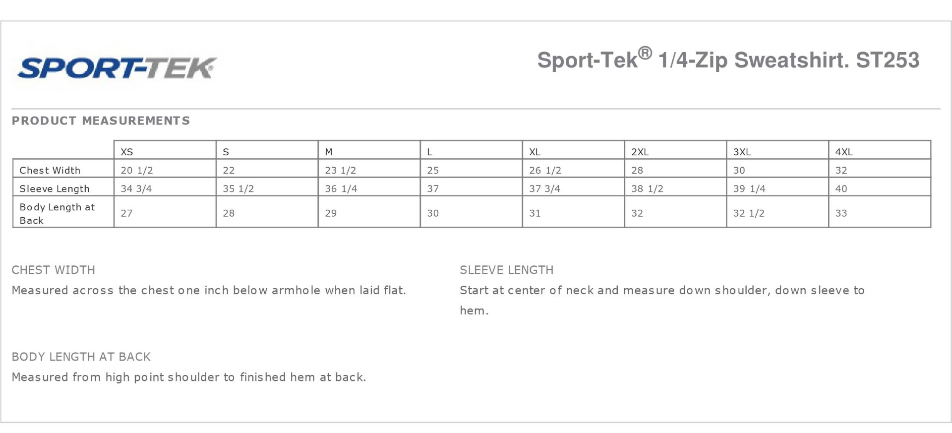 Sizing Chart