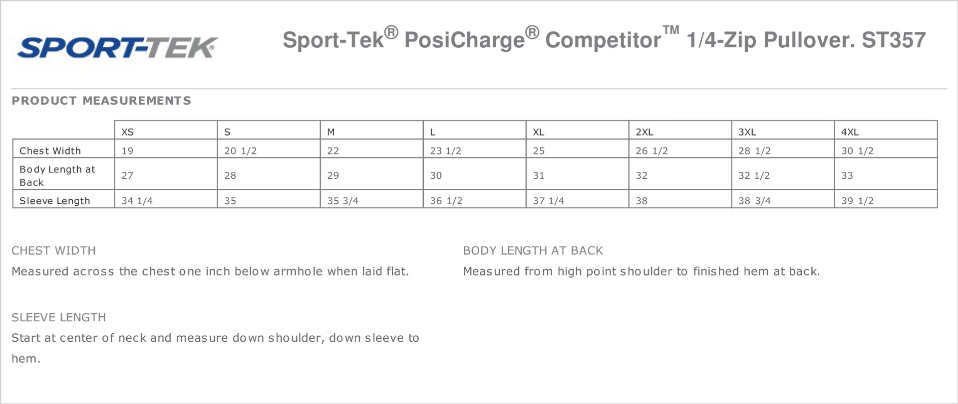 Sizing Chart