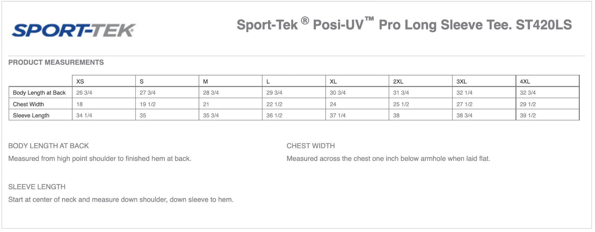 Sizing Chart