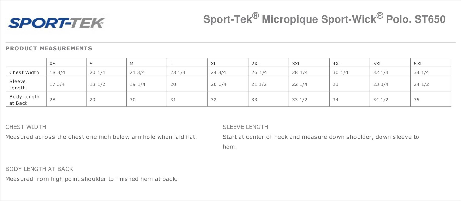 Sizing Chart