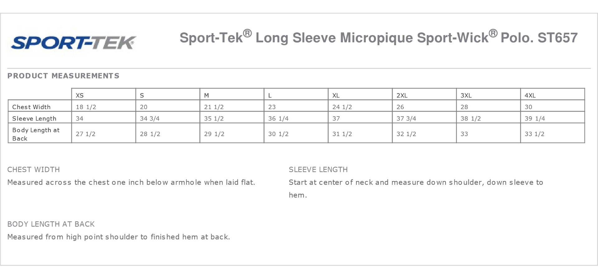 Sizing Chart