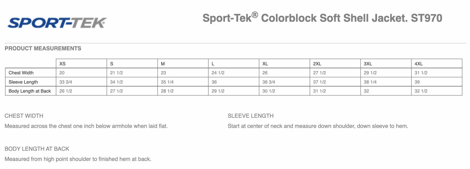 Sizing Chart
